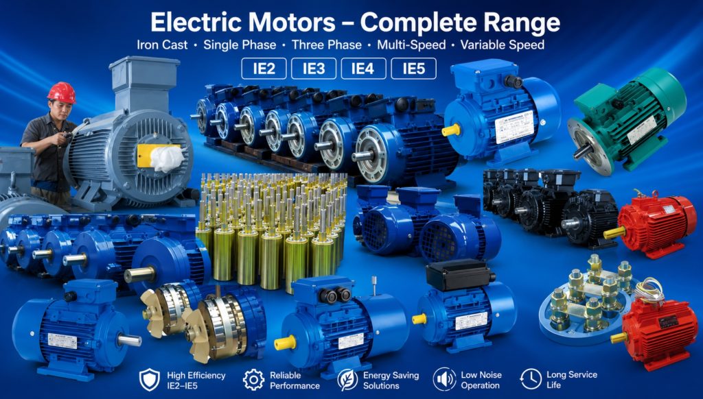 High-efficiency industrial electric motor for industrial applications